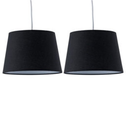 First Choice Lighting Set Of 2 Black Cotton 23Cm Tapered Cylinder Pendant Or Lamp Shades - thumbnail 1