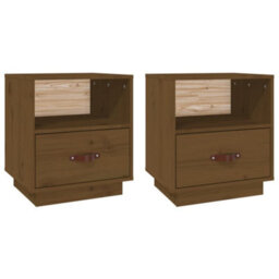 Berkfield Bedside Cabinets 2 Pcs Honey Brown 40X34X45 Cm Solid Wood Pine - thumbnail 2