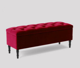 120Cm Swiss Chesterfield Ottoman Storage Bench- Plush Velvet Shoe Bench - Claret Red Upholstery Footstool With Storage - thumbnail 3