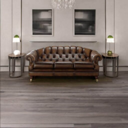 Chesterfield 3 Seater Antique Autumn Tan Leather Sofa Settee Custom Made In Victoria Style - thumbnail 3