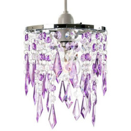 Happy Homewares Modern Waterfall Design Pendant Shade With Clear/purple Acrylic Drops And Beads