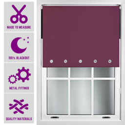Furnished Made To Measure Blackout Roller Blinds With Round Eyelets And Metal Fittings - Aubergine (W210Cm (L)210Cm - thumbnail 1