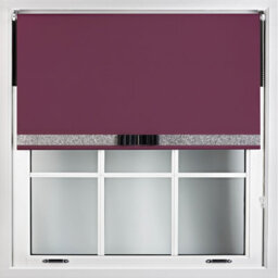 Furnished Aubergine Blackout Roller Blind With Decorative Silver Glitter & Black Bow - Trimmable (W)125Cm X (L)165Cm