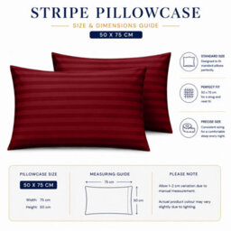 Moonlight Bedding Pillow Cover 6 Pair- Satin Stripe Pattern Microfiber Pillowcases Envelope Closure Bed Pillow Cover (Burgundy) - thumbnail 7