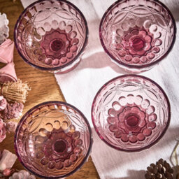 Dibor Set Of 2 Vintage Pink Glass Trifle Bowl Christmas Dessert Bowls H10 X Dia12Cm - thumbnail 5