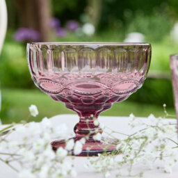 Dibor Set Of 2 Vintage Pink Glass Trifle Bowl Christmas Dessert Bowls H10 X Dia12Cm - thumbnail 4
