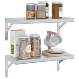 Berkfield Wall Shelves 2 Pcs 50X23.5 Cm Silver Stainless Steel - thumbnail 4
