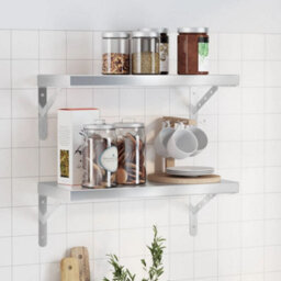 Berkfield Wall Shelves 2 Pcs 50X23.5 Cm Silver Stainless Steel