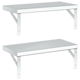 Berkfield Wall Shelves 2 Pcs 50X23.5 Cm Silver Stainless Steel - thumbnail 7
