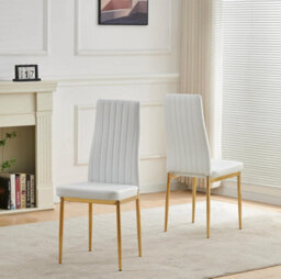Furnizone UK Auric 6-Seater White Marble-Effect Glass Dining Table And 6 Glitz White Faux Leather Chairs - thumbnail 5