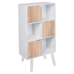 Urbn-Living White 6-Tier 3-Door Cube Shelving Unit With Scandinavian Legs