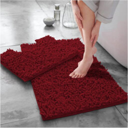Gc Gaveno Cavailia Infinity Loop 2 Piece Bath Mat Set Deep Red Super Absorbent Non Slip Shower Mat - thumbnail 1
