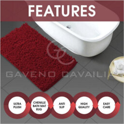 Gc Gaveno Cavailia Infinity Loop 2 Piece Bath Mat Set Deep Red Super Absorbent Non Slip Shower Mat - thumbnail 3