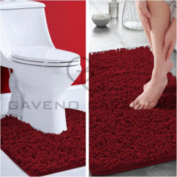 Gc Gaveno Cavailia Infinity Loop 2 Piece Bath Mat Set Deep Red Super Absorbent Non Slip Shower Mat - thumbnail 4