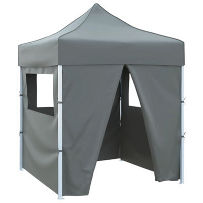 Walplus Professional Folding Party Tent Garden Gazebo Canopy With 4 Sidewalls 2X2 M Steel Anthracite - image 1