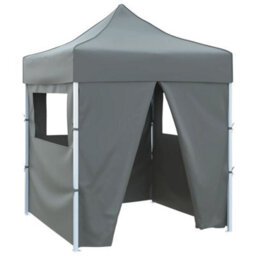 Walplus Professional Folding Party Tent Garden Gazebo Canopy With 4 Sidewalls 2X2 M Steel Anthracite - thumbnail 1
