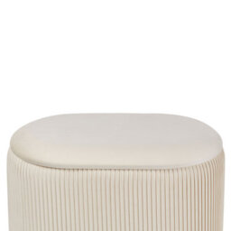 Wyld And Coco Velvet Pouffe With Hidden Storage - Light Beige, Oval, Pleated Velvet Finish, W55 X D35 X H41Cm - thumbnail 5