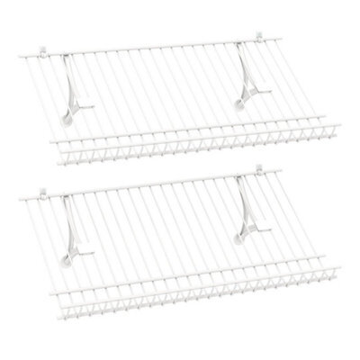 Closet Shelves Wall Mounted Set Of 2 Metal Wire Shoe Racks-White - image 1