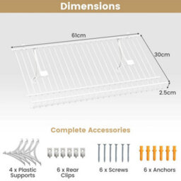 Closet Shelves Wall Mounted Set Of 2 Metal Wire Shoe Racks-White - thumbnail 2