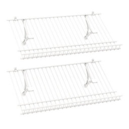 Closet Shelves Wall Mounted Set Of 2 Metal Wire Shoe Racks-White - thumbnail 1