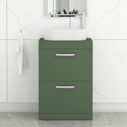 Royal Bathrooms Turin 600mm Freestanding Bathroom Vanity Unit With Sink 2 Drawer Matt Green & Lyon Countertop Basin - thumbnail 1