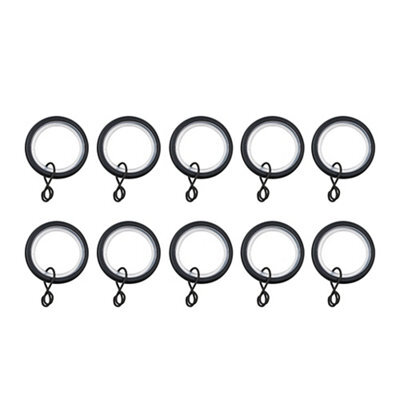 GoodHome Araxos Black Curtain Ring (Dia)19mm, Pack Of 10 Compatibility- 16/19mm Curtain Pole - image 1