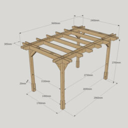 Rutland County Garden Furniture Double Premium Pergola - Wood - L240 X W360 X H270 Cm - Light Green - thumbnail 6