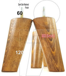 L&F Wood Legs Dark Oak Washed 120mm High Set Of 4 Replacement Furniture Feet Settee Chairs Sofas Footstools M8 - thumbnail 1