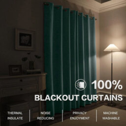 Ameha Sage Green Plain Curtain 100%blackout Thermal Energy Efficient 260Gsm Thermal Insulated 66'x84' Door Curtain For Modern Uk - thumbnail 4