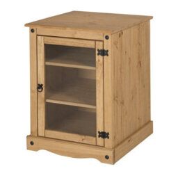 Mercers Furniture Corona Hi Fi Entertainment Unit 1 Door Glass Display Cabinet Solid Pine Mexican Wood Wooden Hifi Storage