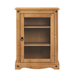 Mercers Furniture Corona Hi Fi Entertainment Unit 1 Door Glass Display Cabinet Solid Pine Mexican Wood Wooden Hifi Storage - thumbnail 2