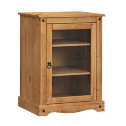 Mercers Furniture Corona Hi Fi Entertainment Unit 1 Door Glass Display Cabinet Solid Pine Mexican Wood Wooden Hifi Storage - thumbnail 3
