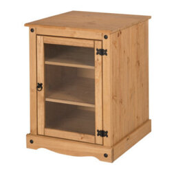 Mercers Furniture Corona Hi Fi Entertainment Unit 1 Door Glass Display Cabinet Solid Pine Mexican Wood Wooden Hifi Storage - thumbnail 4