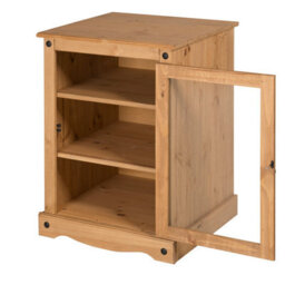 Mercers Furniture Corona Hi Fi Entertainment Unit 1 Door Glass Display Cabinet Solid Pine Mexican Wood Wooden Hifi Storage - thumbnail 5