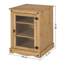 Mercers Furniture Corona Hi Fi Entertainment Unit 1 Door Glass Display Cabinet Solid Pine Mexican Wood Wooden Hifi Storage - thumbnail 7