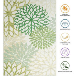 Homeart Outdoor Indoor Rug, Easy Clean, Uv Weather Resistant Rug For Patio, Gardenbellis Green,80X150Cm - thumbnail 7
