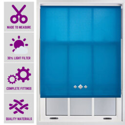 FURNISHED Roller Blind With Triple Diamond Eyelet - Made To Measure Teal Roller Blind (W)90Cm X (L)165Cm