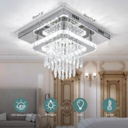 Crystal Led Ceiling Light Square Chandelier Flush Mount Living Room Bedroom Lamp - thumbnail 2