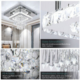Crystal Led Ceiling Light Square Chandelier Flush Mount Living Room Bedroom Lamp - thumbnail 5