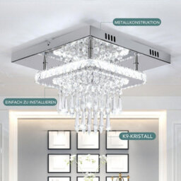 Crystal Led Ceiling Light Square Chandelier Flush Mount Living Room Bedroom Lamp - thumbnail 4