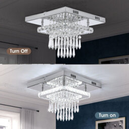 Crystal Led Ceiling Light Square Chandelier Flush Mount Living Room Bedroom Lamp - thumbnail 6