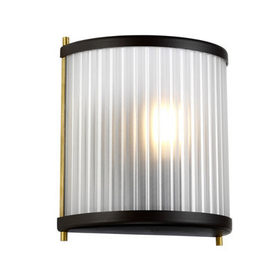 Elstead Corona Flush 1 Light Wall Light, Museum Bronze, Frosted Glass - image 1
