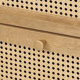 Manila Oak & Pvc Rattan 2 Drawer Bedside Table Nightstand Chest Bedroom Storage Furniture - thumbnail 7
