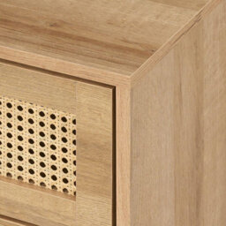Manila Oak & Pvc Rattan 2 Drawer Bedside Table Nightstand Chest Bedroom Storage Furniture - thumbnail 6
