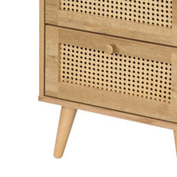 Manila Oak & Pvc Rattan 2 Drawer Bedside Table Nightstand Chest Bedroom Storage Furniture - thumbnail 8