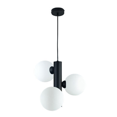 Luminosa Lighting Luminosa Tube Globe Pendant Ceiling Light Black, Smoky Glass Shade 3X E27 - image 1