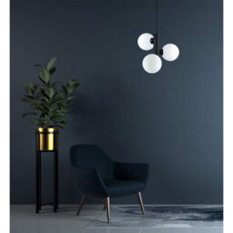Luminosa Lighting Luminosa Tube Globe Pendant Ceiling Light Black, Smoky Glass Shade 3X E27 - thumbnail 2
