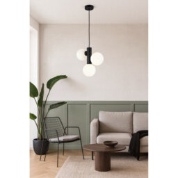 Luminosa Lighting Luminosa Tube Globe Pendant Ceiling Light Black, Smoky Glass Shade 3X E27 - thumbnail 4