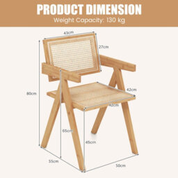 Costway Set Of 2 Kitchen Dining Chair Set Modern Rattan Accent Chair Backrest Side Chair - thumbnail 3