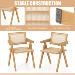 Costway Set Of 2 Kitchen Dining Chair Set Modern Rattan Accent Chair Backrest Side Chair - thumbnail 8